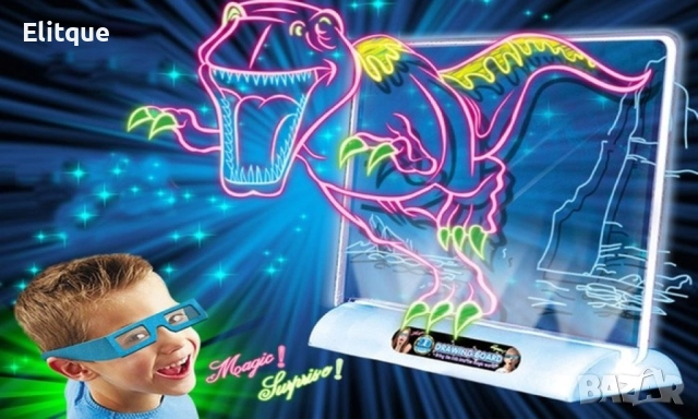 Магическа, светеща 3D дъска за рисуване с цветни маркери, снимка 2 - Други - 52895031