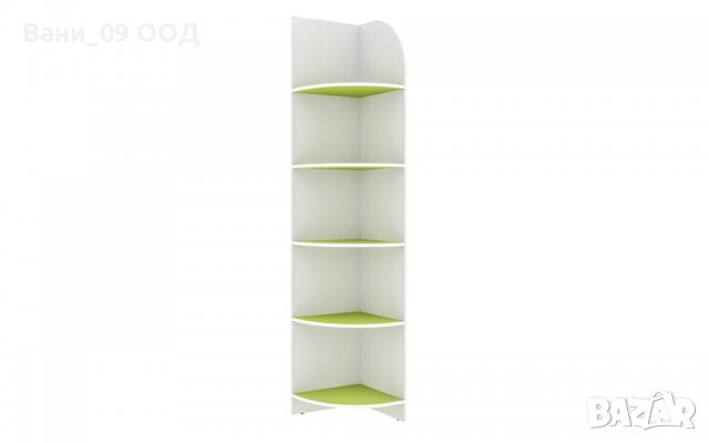 Ъглова етажерка бяло+лайм