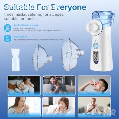 Нов Портативен ултразвуков инхалатор, 3 режима, супер тиха работа, снимка 7 - Други - 52306150