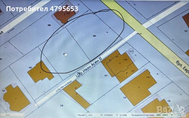 Парцел 1 123 кв м гр. Божурище бул. Европа в регулация с ток вода и газ. Нов жилищен квартал
