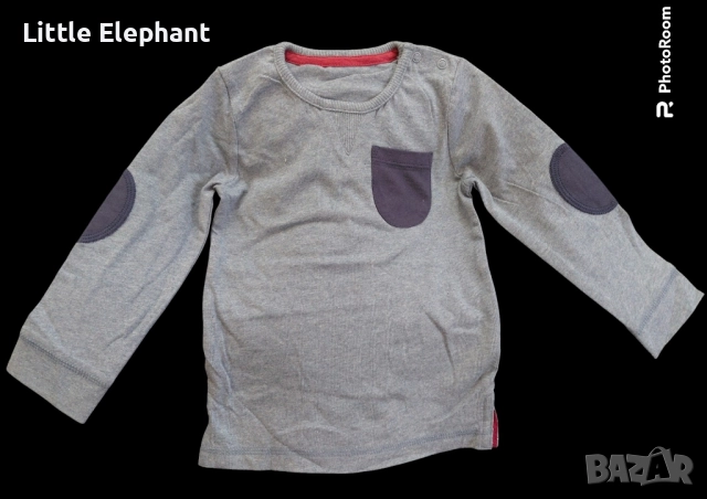 Блузка с дълъг ръкав за момченце на 18-24 месеца синя гама с джобче,2 копченца,Англия/нова