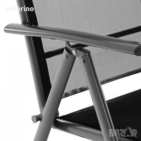 Комплект от 2 сгъваема стола, текстилен, алуминиева черна рамка, тъмно сив, градински стол, Къмпинг , снимка 6 - Къмпинг мебели - 34148999
