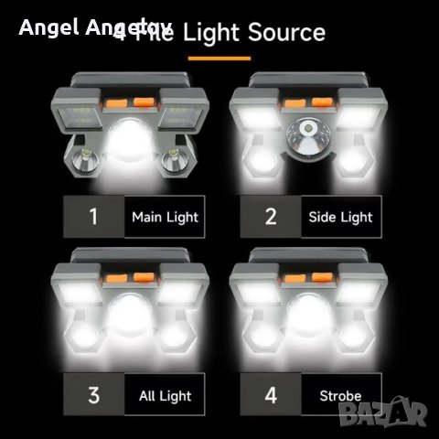 5 LED фенерче, акумулаторно с вградена 18650 батерия, силна светлина, къмпинг, приключение, риболов,, снимка 6 - Други - 44294324