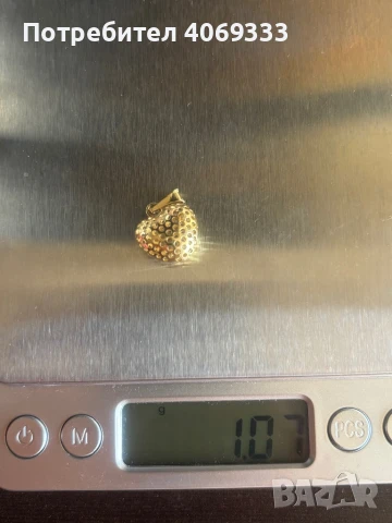 Златна Висулка сърце 1.07гр 14к, снимка 2 - Колиета, медальони, синджири - 50824556