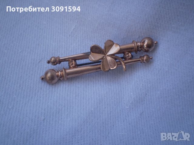 Стара Викторианска позлатена брошка детелина, снимка 8 - Антикварни и старинни предмети - 37629776