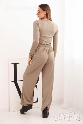 Дамски комплект от вискоза с блуза и широк панталон, 3цвята , снимка 9 - Комплекти - 52407435