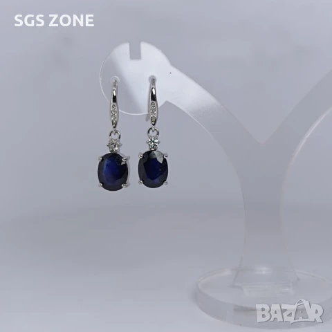 СРЕБЪРЕНИ ОБЕЦИ СЪС НАТУРАЛЕН САПФИР ИЛИ РУБИН , снимка 11 - Обеци - 51168701