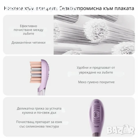 Електрическа четка за зъби Oclean X Ease Pro, 1бр. накрайник, 5 режима, снимка 6 - Други инструменти - 51413864