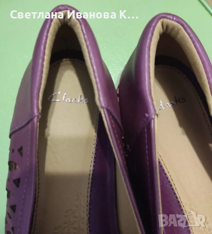 Нови лилави дамски балерини Clarks, снимка 5 - Пантофи - 53136021