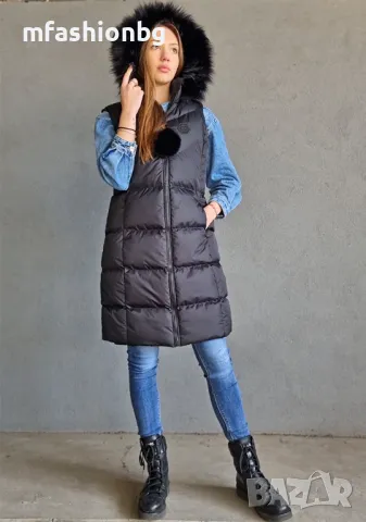 Дамски, дълъг елек с качулка City Angels от S до 5XL, снимка 8 - Елеци - 47647556