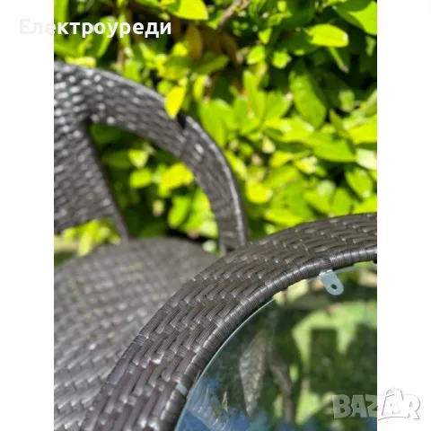 Градински ратанов комплект – 2 стола с маса и поставка, снимка 4 - Маси - 47606795