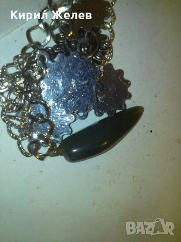 СРЕБРИСТО КОЛИЕ с ПОЛУСКЪПОЦЕНЕН КАМЪК МЕДАЛЬОН 9274, снимка 5 - Колиета, медальони, синджири - 29844059