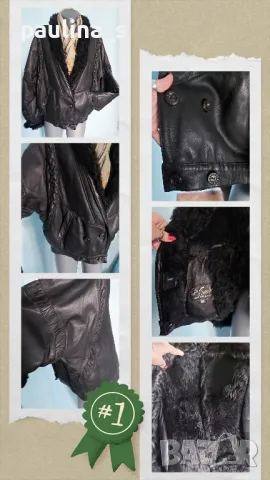 Винтидж аутлет / "Shearling" дамски кожух тип яке от естествена кожа , снимка 2 - Якета - 48431003