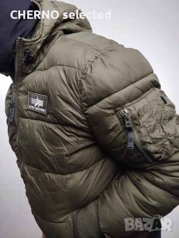 Яке ALPHA INDUSTRIES Hooded Faux Down Puffer – Размер L – Зелен – Отлично състояние, снимка 7 - Якета - 52799556