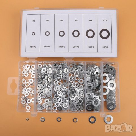 Метални шайби 900 броя шайба комплект, снимка 3 - Аксесоари и консумативи - 33516448