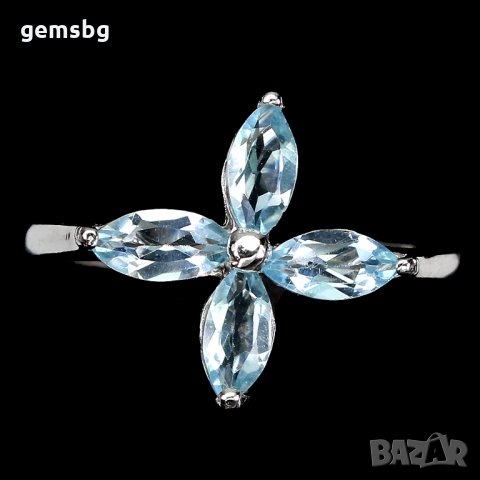 Пръстен с естествен небесно син топаз