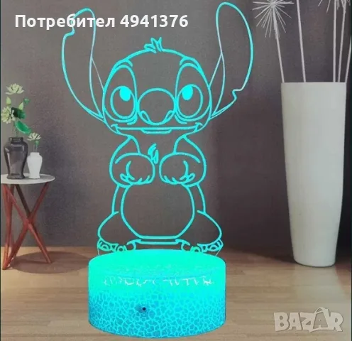 3D НОЩНА ЛАМПА НА СТИЧ - RGB 16цвята + USB зареждане, снимка 2 - Други - 56102955