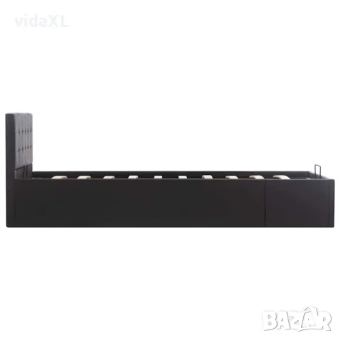 vidaXL Легло с повдигащ механизъм, черно, изкуствена кожа, 90x200 cм, снимка 6 - Спални и легла - 56146493