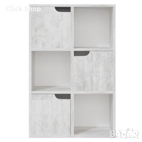Етажерка за книги, бетонно сива, 60x27,5x88 см, ПДЧ, снимка 5 - Етажерки - 40305399