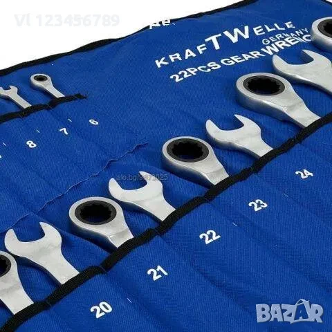 22 бр прави звездогаечни тресчотни ключове KRAFTWELLE 6-32 мм, снимка 3 - Ключове - 50762625