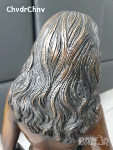 65см-7кг бронзова скулптура/еротика/фигура на полугола жена/голяма дизайнерска статуетка, снимка 9 - Антикварни и старинни предмети - 46516141