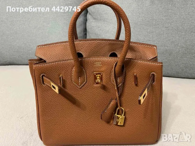 Кафява чанта Hermes Birkin 25 gold on gold, снимка 12 - Чанти - 56261275