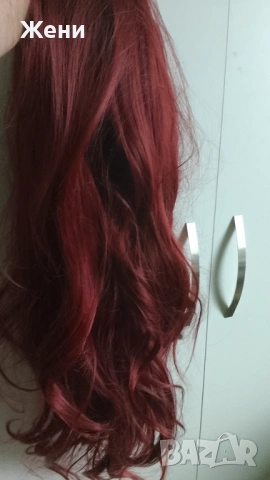  Дълга лейс фронт перука наситено бордо, снимка 2 - Аксесоари за коса - 54153902