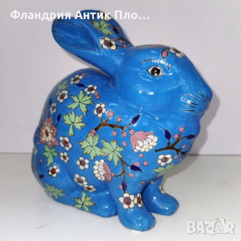 	 Синьо порцеланово зайче, снимка 4 - Статуетки - 32433176
