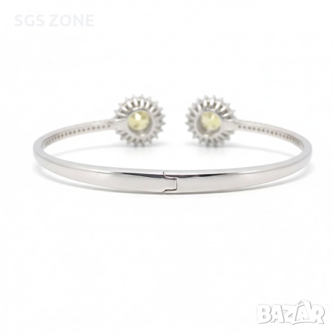 Стилна сребърна гривна с жълт сапфир, снимка 5 - Гривни - 52749408