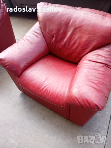 Кожена холова гарнитура, снимка 3 - Дивани и мека мебел - 53021132