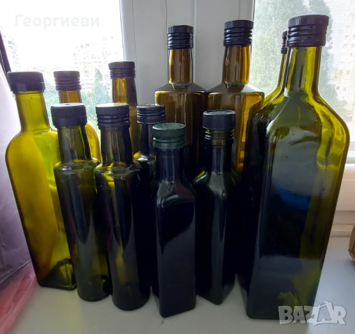 Бутилки, шишета с широко гърло, с капачки на винт, 17 броя