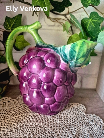 Италиански керамични плато и кана, снимка 4 - Други - 52888170