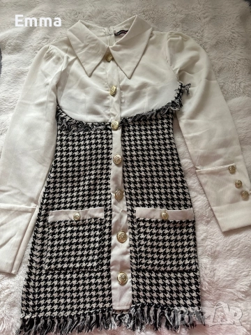 Уникална рокля със златни копчета, снимка 2 - Рокли - 52882578