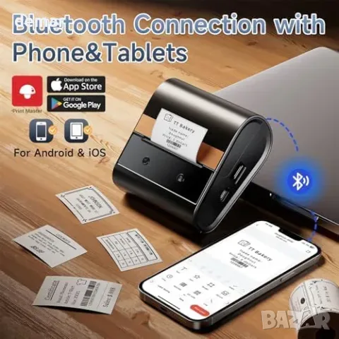 LabelCenter термопринтер за етикети с Bluetooth, 20–75 мм, снимка 3 - Друга електроника - 55871327