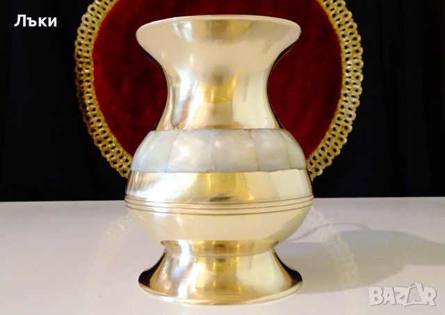 Бронзова кана за вино,естествен седеф. , снимка 2 - Антикварни и старинни предмети - 42340829