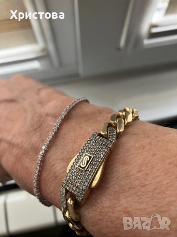 Златна тенис гривна 3,08гр.,14к, снимка 7 - Гривни - 52824637