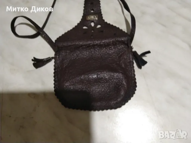 Портфейл калъвче естествена кожа за врата 98х82мм, снимка 4 - Портфейли, портмонета - 49797131