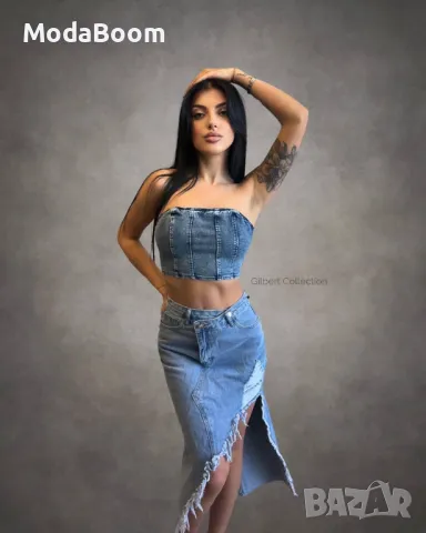 Дамска дънкова пола , снимка 4 - Поли - 48686781