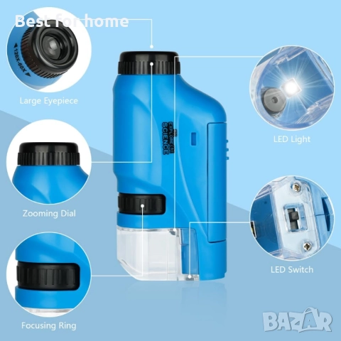 Мини микроскоп OSDUE за деца с LED светлина, асферична система от лещи, снимка 3 - Образователни игри - 51822608