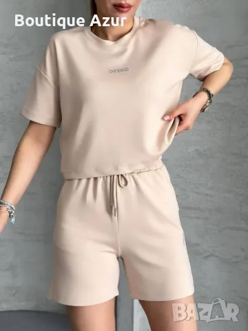 памучен дамски летен спортен комплект тениска и къси панталонки Oysho 
