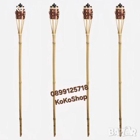 Факли - четири броя, бамбукови, маслени, снимка 2 - Декорация за дома - 54220166