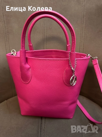 Mangotti малка дамска цикламена чанта естествена кожа 