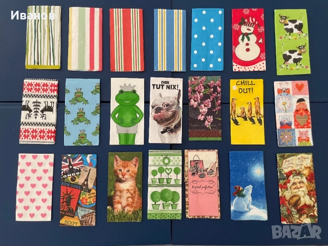  Колекция от 50 бр. различни салфетки. Носни кърпички., снимка 2 - Други ценни предмети - 51681322