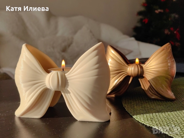 Луксозен свещник панделка, ръчно направен