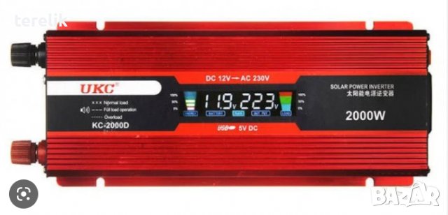Нови █▬█ █ ▀█▀ ИНВЕРТОРИ UKC 2000W с дисплей -12V или 24v /220V, Промоция, снимка 6 - Аксесоари и консумативи - 39418427