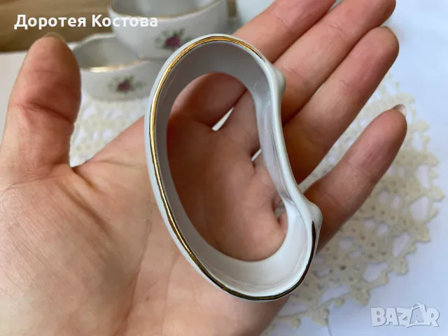 Красиви големи порцеланови пръстени от Полша с рози , снимка 7 - Антикварни и старинни предмети - 49600264