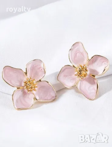 Ежедневни, небрежни обеци във формата на цвете от неръждаема стомана в цветно масло 🍋