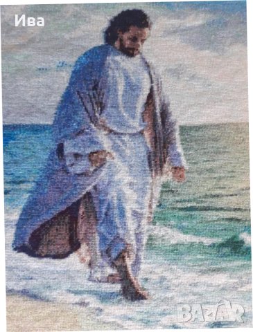 Продавам гоблен "Исус ходи по брега", снимка 2 - Гоблени - 42483974