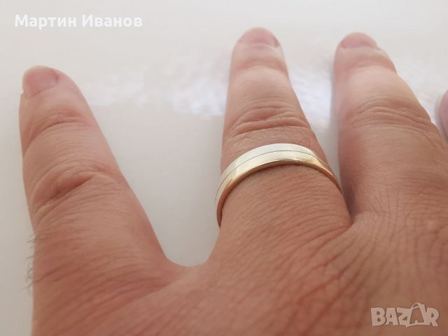 Златна халка единична бяло и жълто злато , снимка 11 - Пръстени - 37216079