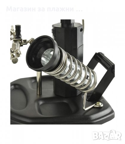 ТРЕТА РЪКА СЪС СТОЙКА ЗА ПОЯЛНИК, ЩИПКИ И ЛУПА 65ММ - код 802 , снимка 16 - Поялници и запояване - 34205149